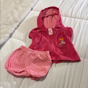 Pink Polka Dot Hoodie and Shorts Set